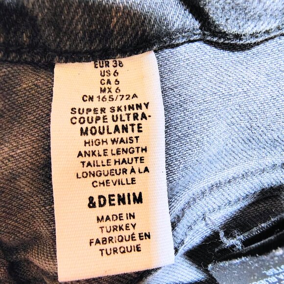 H&M &Denim Super Skinny High Waist Ankle Jeans – Grey Distressed - Picture 5 of 6